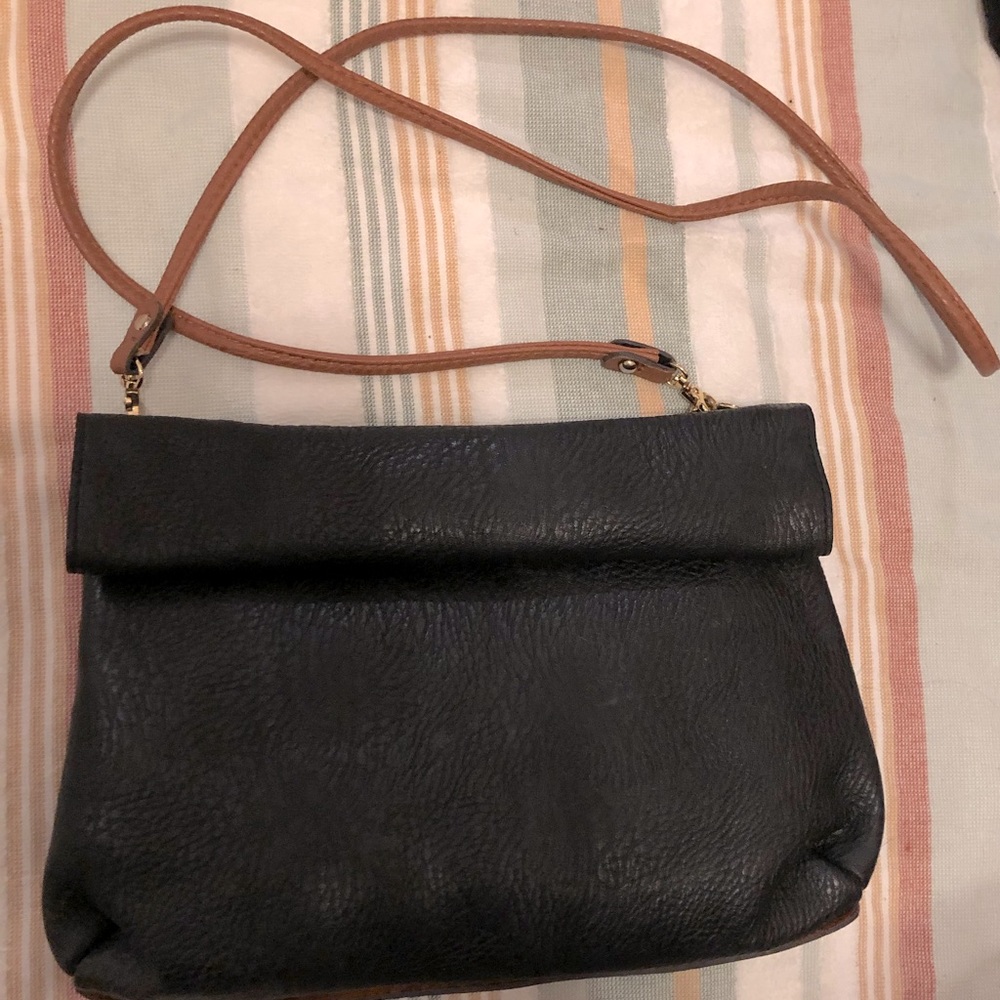 Reversible UO black and brown leather cross body bag EUC